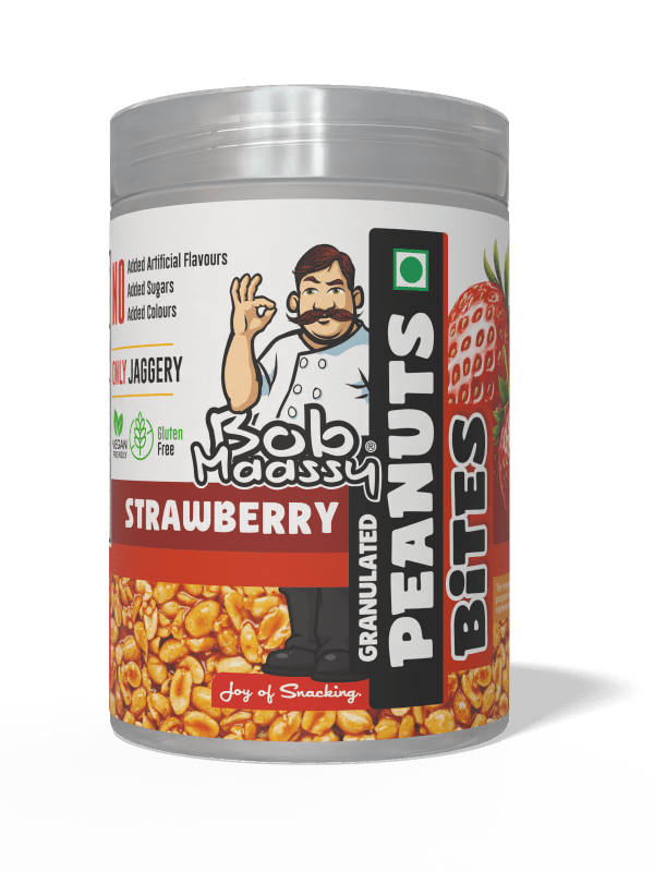 Strawberry Flavoured Granulated Peanut Bites - Bob Maassy